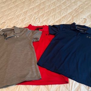 Lot of (3) Boys UnderArmour golf Polo shirts in excellent condition